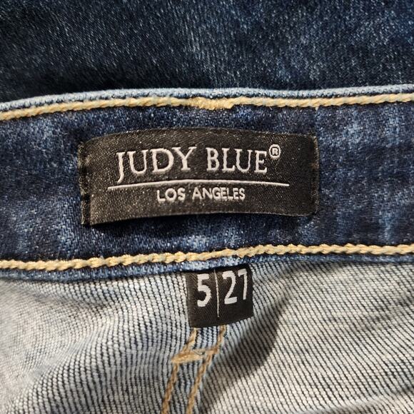 Judy Blue Boyfriend Fit Jeans Women's 5/27 Dark Wash Distressed Stretch Denim - Picture 7 of 10